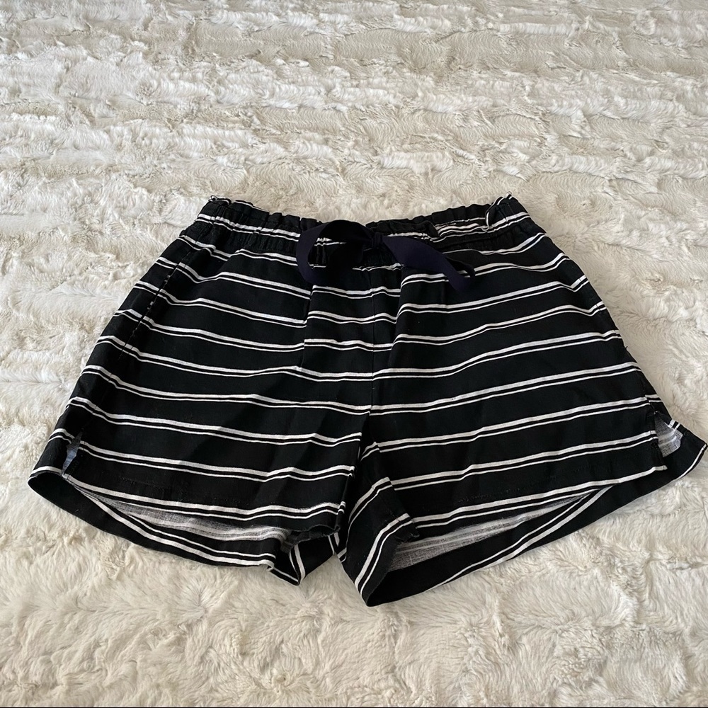 Seafolly Australia Black White Striped Linen Blend Shorts Size Small